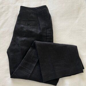 Talbots Heritage Pants Pure Irish Linen Women’s Black Wide Leg Trousers Classic